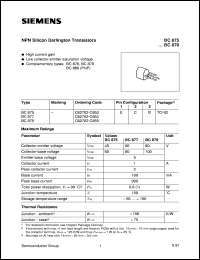 BC879 datasheet: NPN Silicon Darlington Transistor BC879