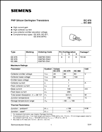 BC876 datasheet: PNP Silicon Darlington Transistor BC876