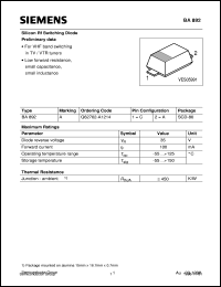 BA892 datasheet: Silicon RF switching diode BA892