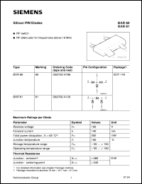 BAR61 datasheet: Silicon PIN diode BAR61