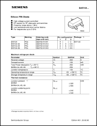 BAR64-05 datasheet: Silicon PIN diode BAR64-05