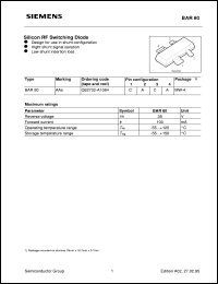 BAR80 datasheet: Silicon RF switching diode BAR80