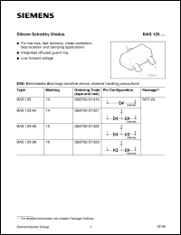 BAS125-07 datasheet: Silicon low leakage diode BAS125-07