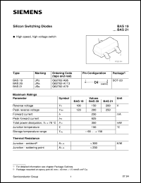 BAS20 datasheet: Silicon schottky diode BAS20