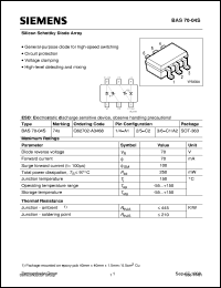 BAS70-04S datasheet: Silicon schottky diode array BAS70-04S