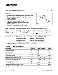 BAS70-T1 datasheet: Silicon schottky diode BAS70-T1