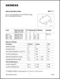 BAT17-05 datasheet: Silicon schottky diode BAT17-05