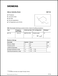 BAT30 datasheet: Silicon schottky diode BAT30