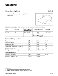 BAT62 datasheet: Silicon schottky diode BAT62