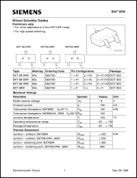 BAT68W datasheet: Silicon schottky diode BAT68W