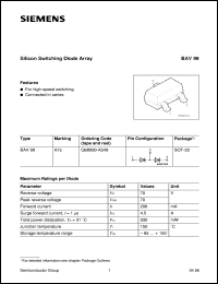 BAV99 datasheet: Silicon switching diode array BAV99