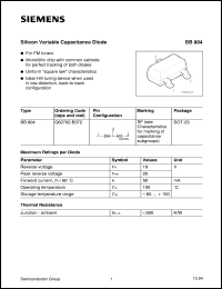 BB804 datasheet: Silicon variable capacitance diode BB804