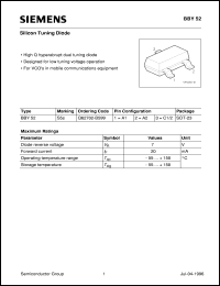 BBY52 datasheet: Silicon tuning diode BBY52