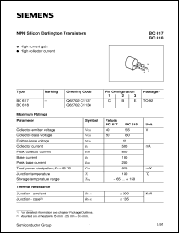 BC618 datasheet: NPN silicon darlington transistor BC618