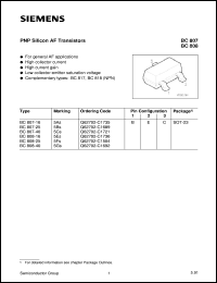 BC807-25 datasheet: PNP silicon AF transistor BC807-25