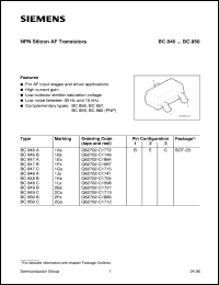 BC846A datasheet: NPN silicon AF transistor BC846A