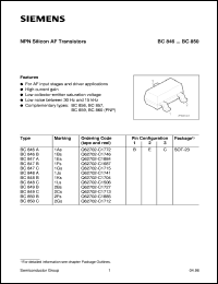 BC846B datasheet: NPN silicon AF transistor BC846B