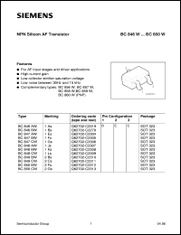 BC846AW datasheet: NPN silicon AF transistor BC846AW