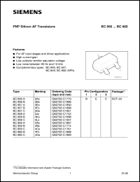 BC857A datasheet: PNP silicon AF transistor BC857A