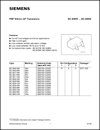 BC857AW datasheet: PNP silicon AF transistor BC857AW