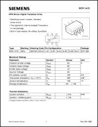 BCR141S datasheet: NPN silicon digital transistor BCR141S