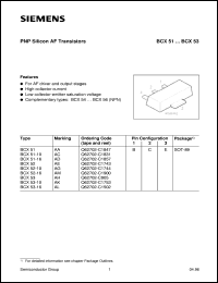 BCX53 datasheet: PNP silicon AF transistor BCX53