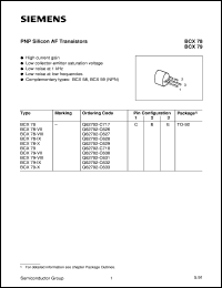 BCX78 datasheet: PNP silicon AF transistor BCX78