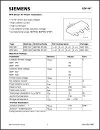 BDP949 datasheet: NPN silicon AF power transistor BDP949