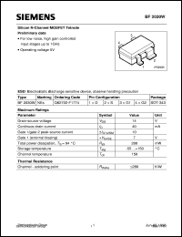 BF2030W datasheet: Silicon N-channel MOSFET tetrode BF2030W