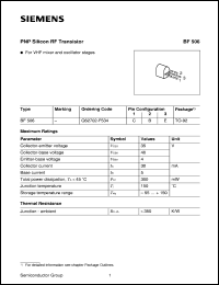 BF506 datasheet: PNP silicon RF transistor BF506