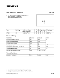 BF554 datasheet: NPN silicon RF transistor BF554