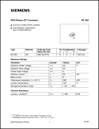 BF599 datasheet: NPN silicon RF transistor BF599