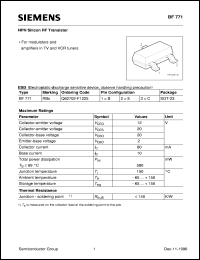 BF771 datasheet: NPN silicon RF transistor BF771