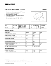 BFN23 datasheet: PNP silicon high-voltage transistor BFN23