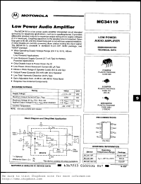 MC34119DTB datasheet: Low power audio amplifier MC34119DTB