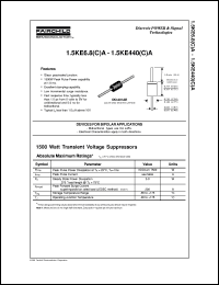 1.5KE10CA datasheet:  1500 Watt Transient Voltage Suppressors 1.5KE10CA