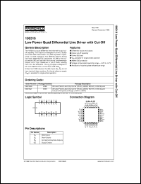 100316QC datasheet:  Low Power Quad Differential Line Driver with Cut-Off 100316QC