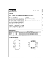100370PC datasheet:  Low Power Universal Demultiplexer/Decoder 100370PC