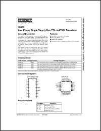 100391QIX datasheet:  Low Power Single Supply Hex TTL-to-PECL Translator 100391QIX