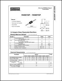 1N4001GP datasheet:  1.0 Ampere Glass Passivated Rectifiers 1N4001GP