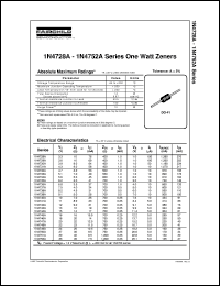 1N4730A datasheet:  One Watt Zener 1N4730A