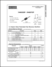 1N4937GP datasheet:  1.0 Ampere Glass Passivated Fast Recovery Rectifiers 1N4937GP