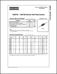 1N958B datasheet:  Half Watt Zeners 1N958B