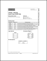 74AC00SCX datasheet:  Quad 2-Input NAND Gate 74AC00SCX