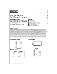 74AC138PC datasheet:  1-of-8 Decoder/Demultiplexer 74AC138PC