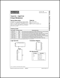 74AC151SC datasheet:  8-Input Multiplexer 74AC151SC