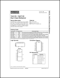 74AC153SCX datasheet:  Dual 4-Input Multiplexer 74AC153SCX