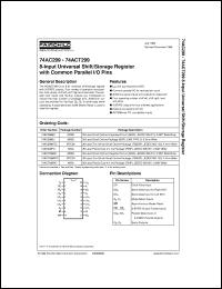 74AC299SCX datasheet:  8-Input Universal Shift/Storage Register with Common I/O Pins 74AC299SCX