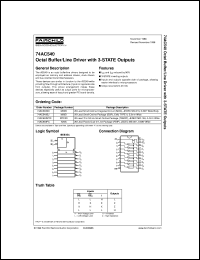 74AC540SC datasheet:  Octal Buffer/Line Driver with 3-STATE Outputs 74AC540SC