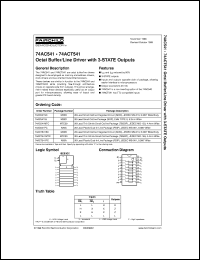 74AC541MTC datasheet:  Octal Buffer/Line Driver with 3-STATE Outputs 74AC541MTC